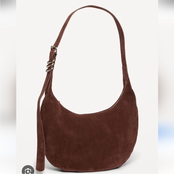 Brown suede Old Navy Slouchy boho hobo shoulder bag - Picture 2 of 4